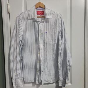 Abercrombie & Fitch White Shirt with Blue Stripes